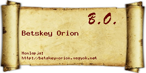 Betskey Orion névjegykártya